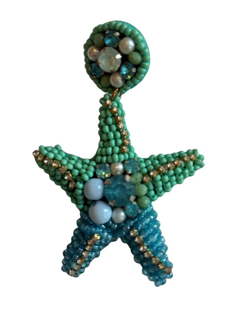 NEW: Blue Beaded starfish dangling earrings - Picture 5 of 7